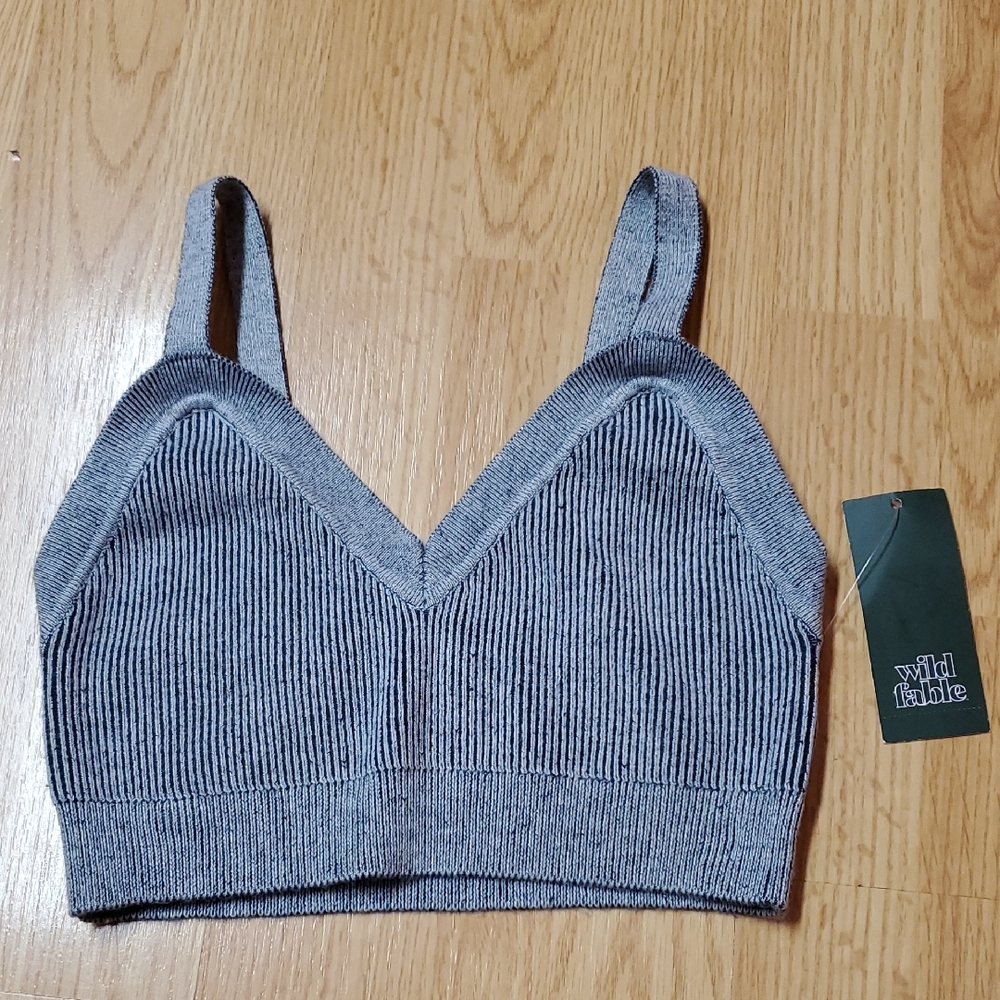 Wild Fable Charcoal Ribbed Bralette Top